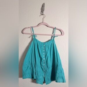 Mudd Turquoise Cami with Button Detail NWT